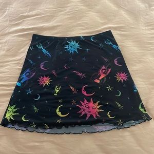 Rave Festival Sun & Moon Neon Printed Skirt